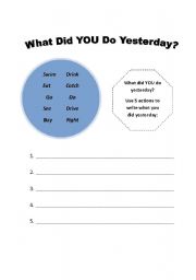 English worksheet: What did you do yesterday?