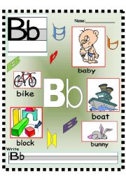 Letter Bb poster and Writing worksheet