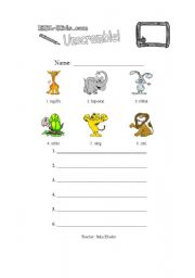 English worksheet: Animals Worksheet 