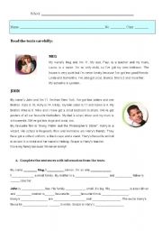 English Worksheet: Reading Comprehension