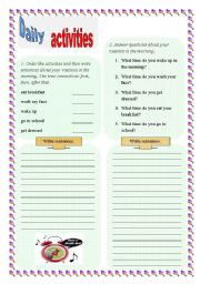 English Worksheet: Morning routines