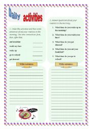 English worksheet: Morning routines