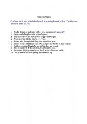 English Worksheet: contractions