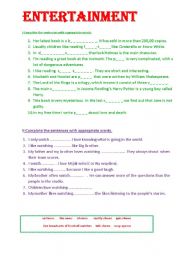 English Worksheet: ENTERTAINMENT - vocabulary