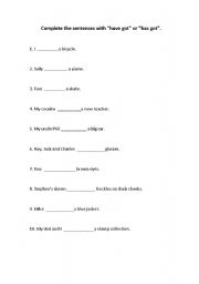 English worksheet: Verb Have Got