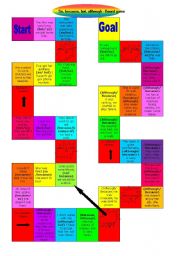 English Worksheet: Board game (so,because,but,although)