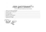 English worksheet: FOOD QUESTIONAIRE