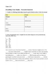 English worksheet: Possessives and Family vocabulary