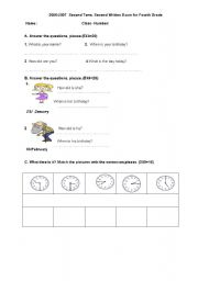 English Worksheet: 4th grade revision