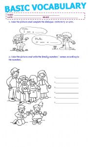 English Worksheet: BASIC VOCABULARY