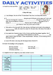 English Worksheet: DAILY ACTIVITIES