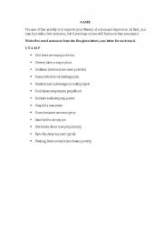 English Worksheet: Game