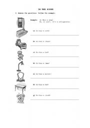 English Worksheet: House and Furniture