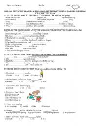 English Worksheet: 8.SINIF 2.DONEM YAZILI