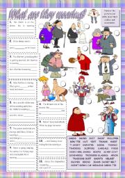 English Worksheet: WHAT ARE THEY WEARING?