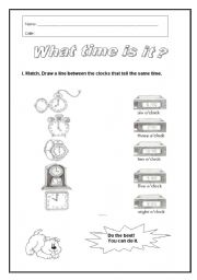 English worksheet: What time is it?