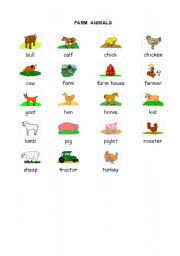 English Worksheet: animals pictionary