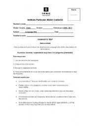 English Worksheet: Diagnostic Test Sixth Basic