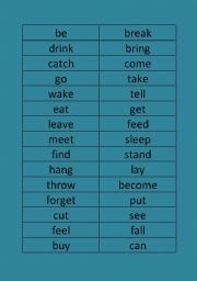 English Worksheet: IRREGULAR VERBS FLASHCARDS