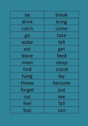 English worksheet: IRREGULAR VERBS FLASHCARDS