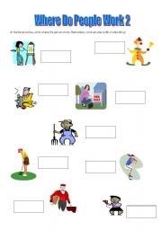 English worksheet: Where Do People Work - Page 2