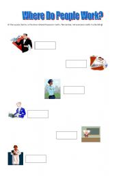 English worksheet: Where Do People Work - Page 1