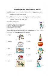 English Worksheet: Countable and uncountable nouns