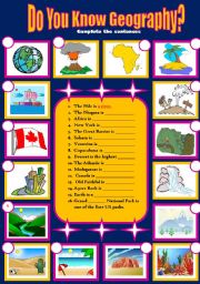 English Worksheet: Geographical activities