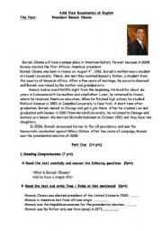 English Worksheet: president Barack Obama