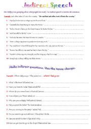 English Worksheet: Indirect Speech