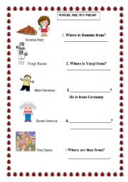 English Worksheet: where are you from?