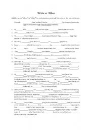 English Worksheet: While vs. When