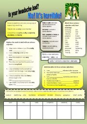 English Worksheet: Extreme adjectives with intensifiers plus a snap or domino game