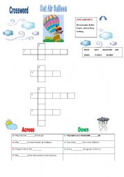 English worksheet: HOT AIR BALLOON CROSSWORD