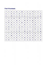 English Worksheet: Find animals