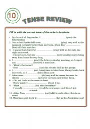 English Worksheet: Tense review (mixed)