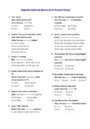 English Worksheet: Reported Speech