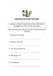 English worksheet: capital letters and full stops