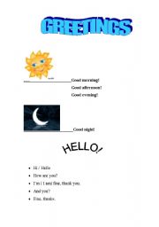 English worksheet: Greetings