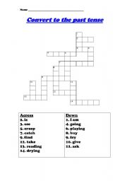 English Worksheet: Past tense Crossword