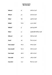 English Worksheet: Question Words