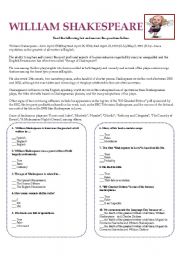 English Worksheet: SHAKESPEARE READING