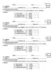 English worksheet: daily worksheet