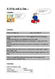 English Worksheet: A little and a few