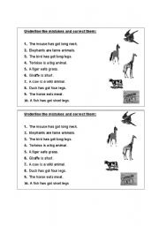 English worksheet: correct the mistakes