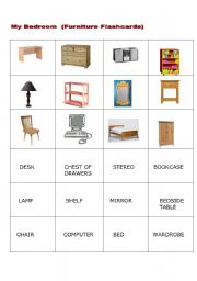 English worksheet: My Bedroom Flashcards