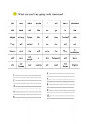 English Worksheet: future sentences