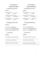 English Worksheet: Cotton Fields By Creedence 