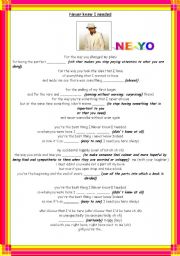 English Worksheet: Song: NEVER KNEW I NEEDED  by NE-YO (with key)