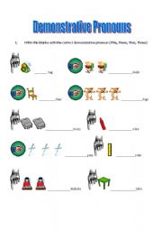 English worksheet: Dmostrative pronouns